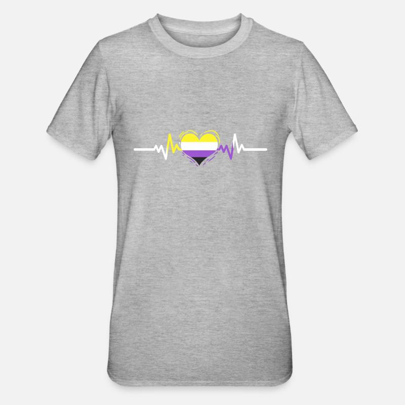 Nonbinary Pride Heartbeat Nonbinary Pride - Unisex Polycotton T-Shirt - heather grey