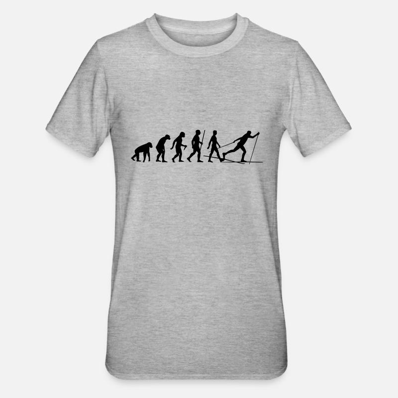 Evolution Langlaufen - Unisex Polycotton T-Shirt - Grau meliert
