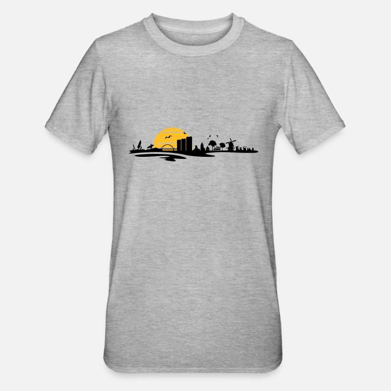 Skyline - Küste Fehmarn - Unisex Polycotton T-Shirt - Grau meliert