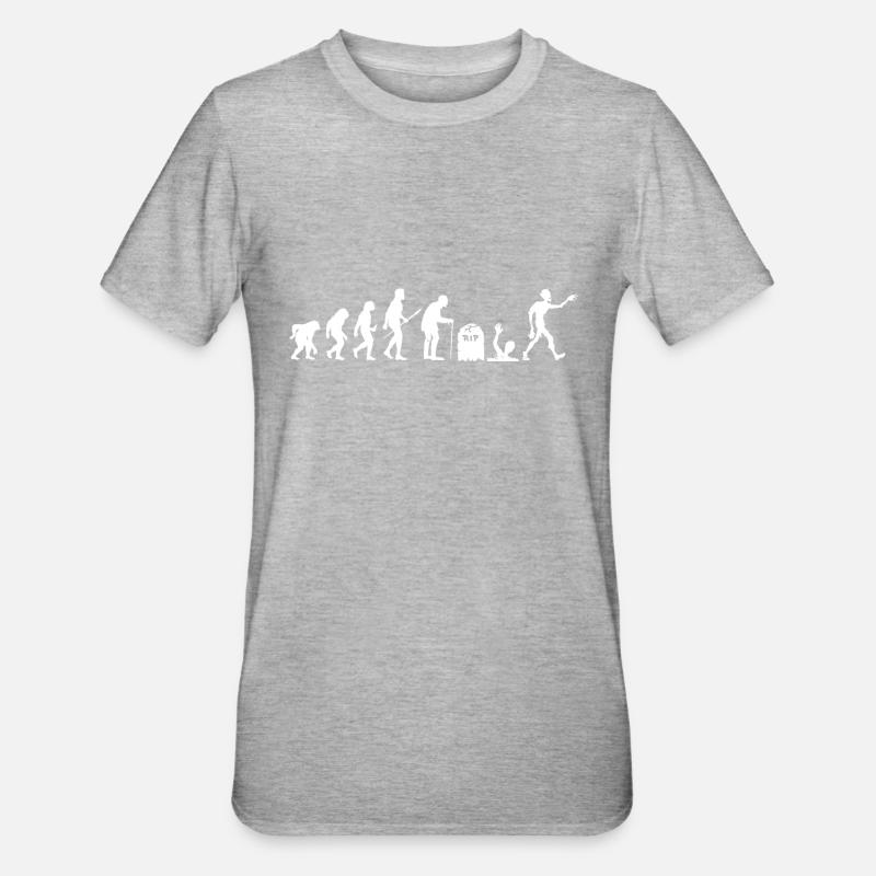 Zombie Human Evolution Halloween - Unisex Polycotton T-Shirt - heather grey