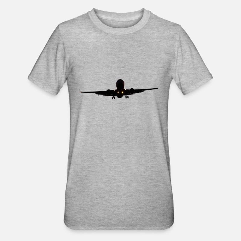 Flugzeug wird landen - Unisex Polycotton T-Shirt - Grau meliert