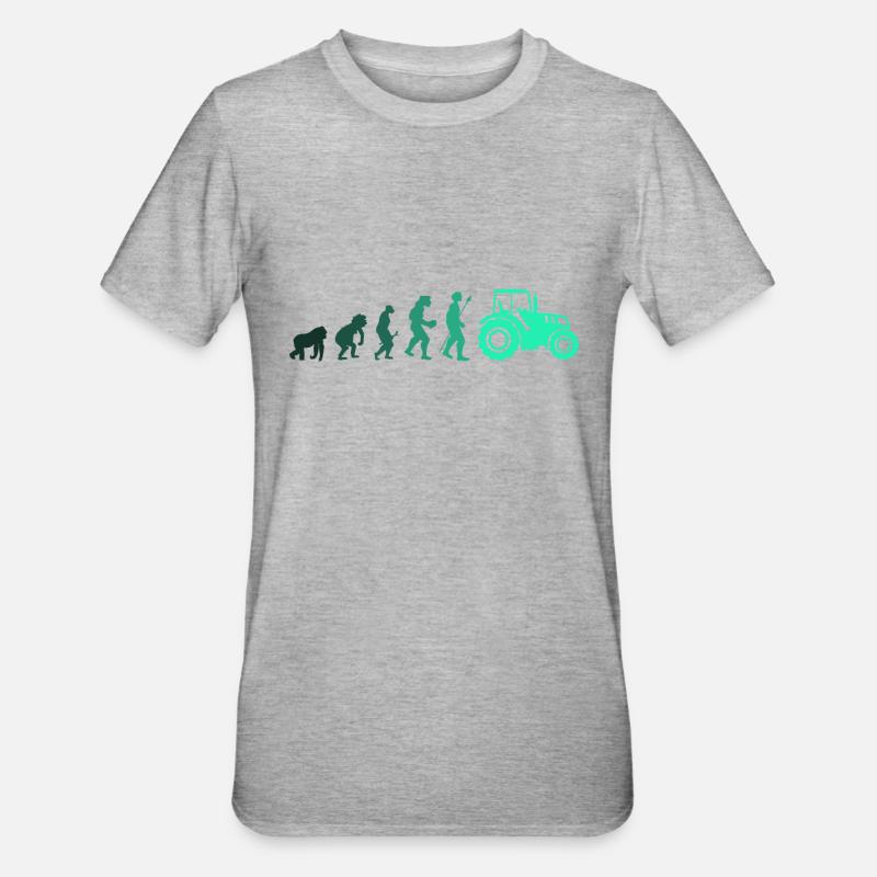 Evolution des Traktors - Unisex Polycotton T-Shirt - Grau meliert