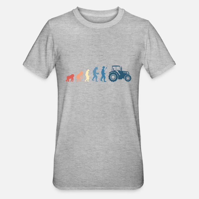 Retro tractor evolution - Unisex Polycotton T-Shirt - heather grey