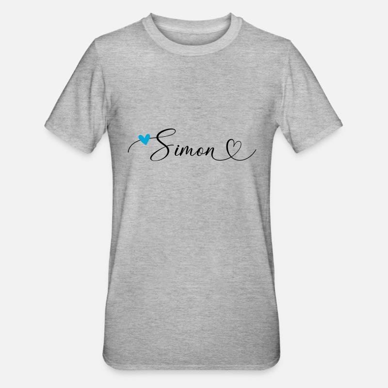 Simon Last name First name Calligraphy heart - Unisex Polycotton T-Shirt - heather grey