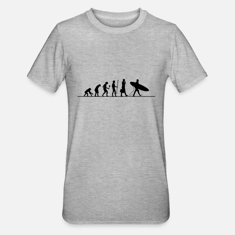 Evolution Surfen - Unisex Polycotton T-Shirt - Grau meliert