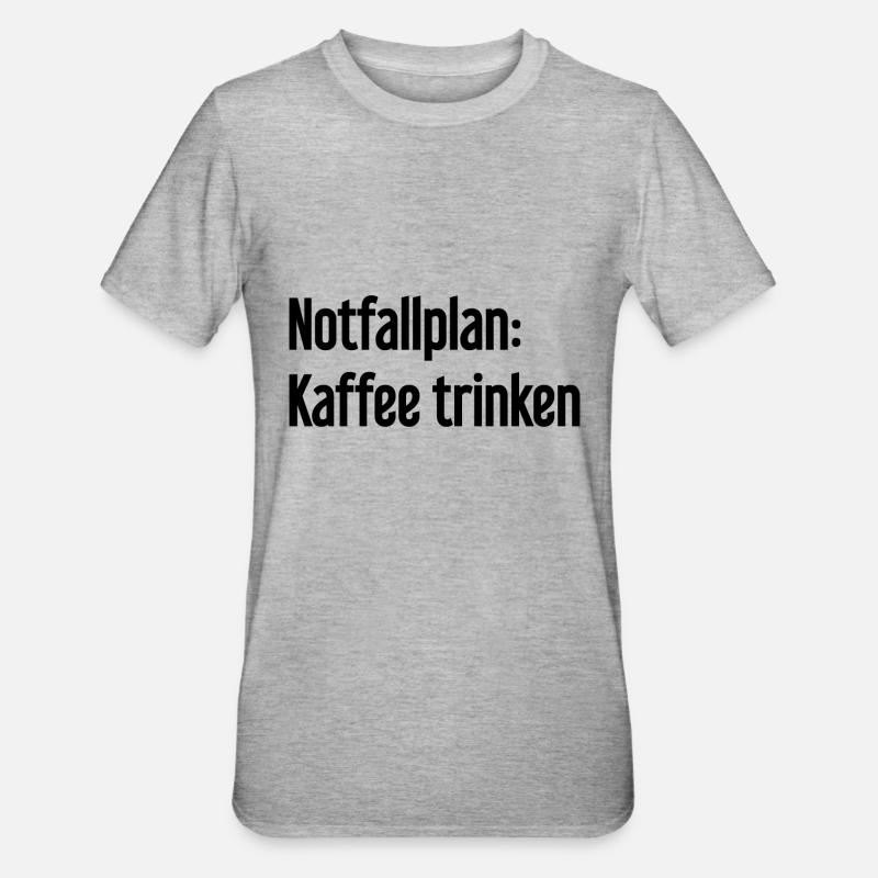 Kaffee-Notfallplan - Unisex Polycotton T-Shirt - Grau meliert