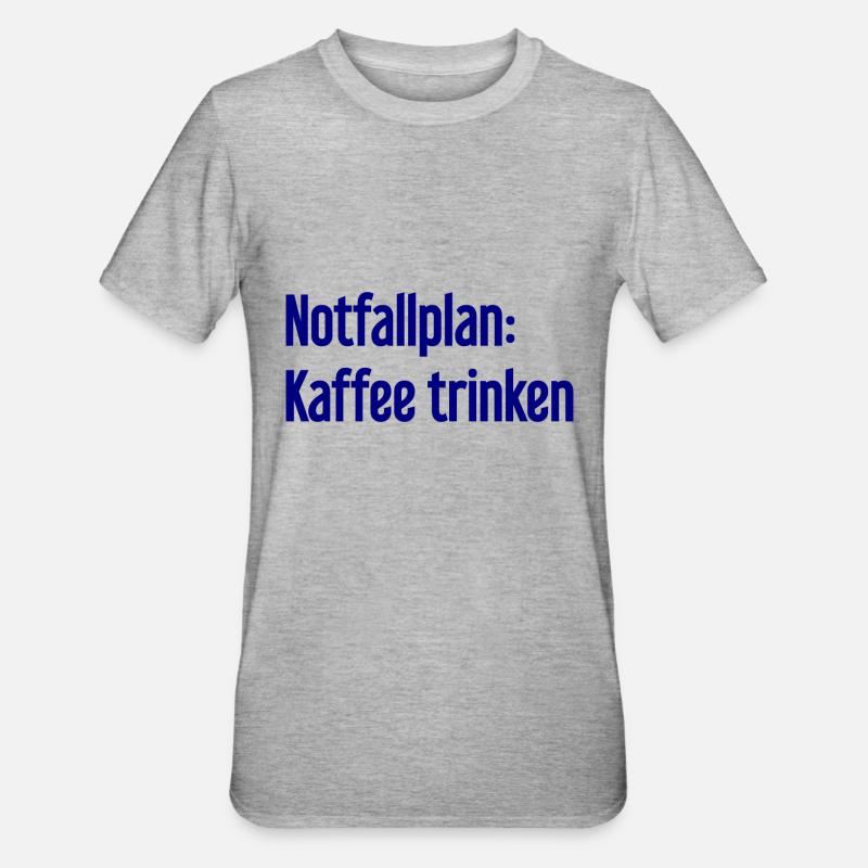 Kaffee-Notfallplan - Unisex Polycotton T-Shirt - Grau meliert