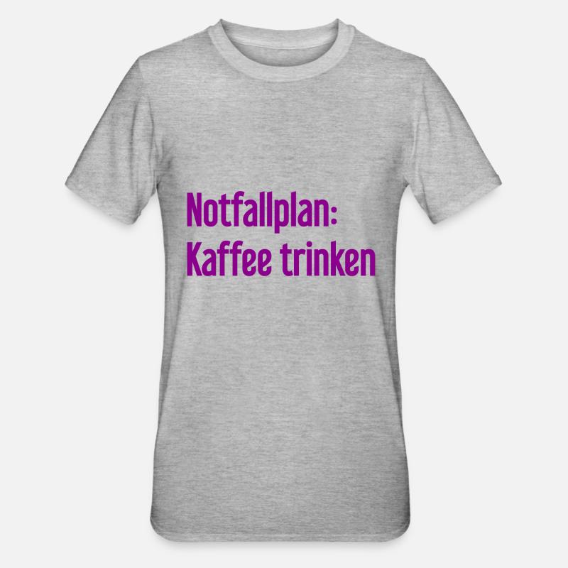 Kaffee-Notfallplan - Unisex Polycotton T-Shirt - Grau meliert