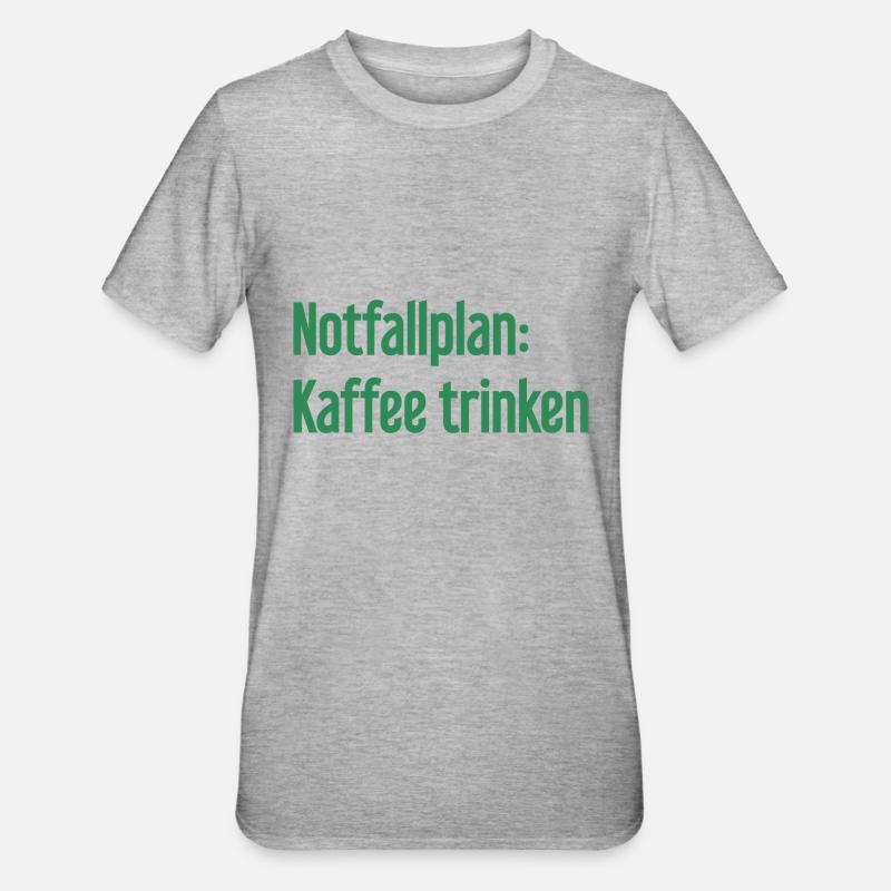 Kaffee-Notfallplan - Unisex Polycotton T-Shirt - Grau meliert
