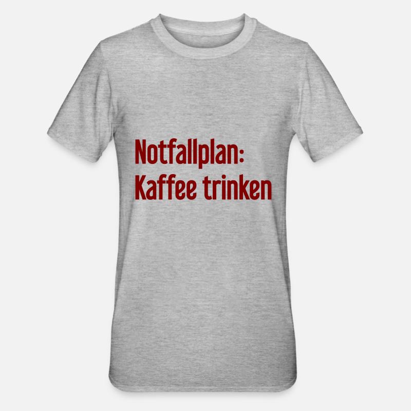 Kaffee-Notfallplan - Unisex Polycotton T-Shirt - Grau meliert