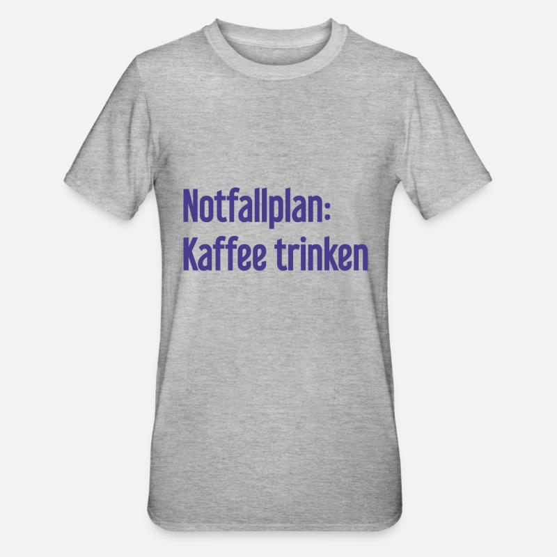Kaffee-Notfallplan - Unisex Polycotton T-Shirt - Grau meliert