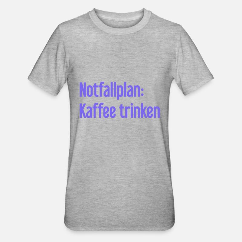 Kaffee-Notfallplan - Unisex Polycotton T-Shirt - Grau meliert