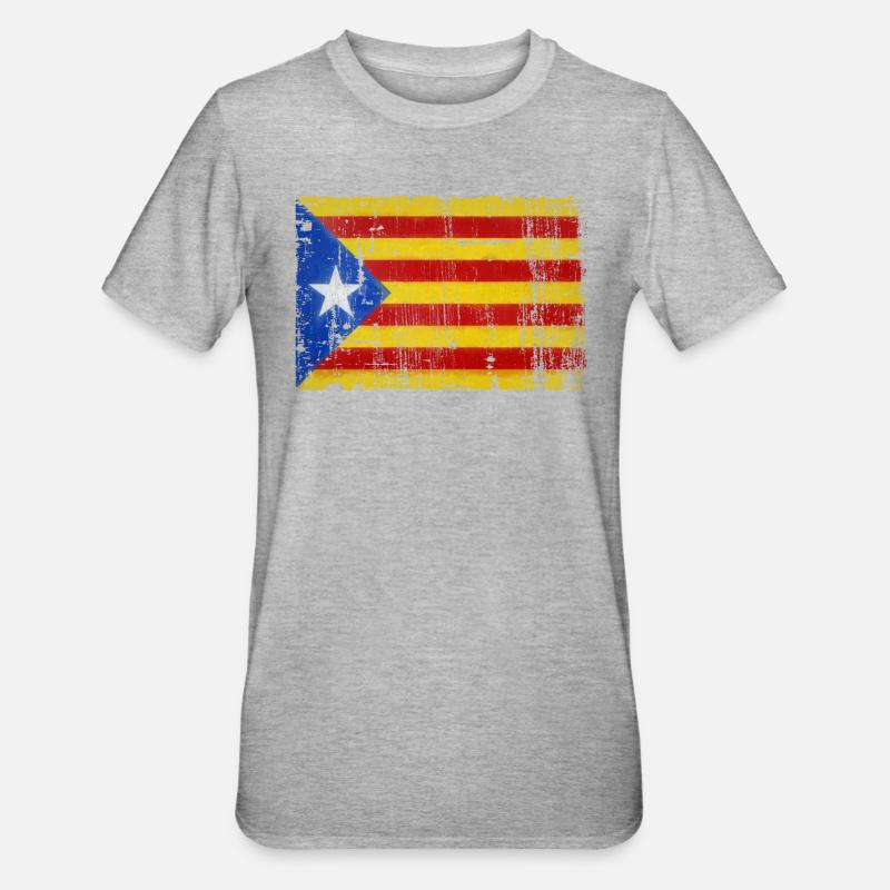 Drapeau de la Catalogne grungy - T-shirt polycoton Unisexe - gris chiné