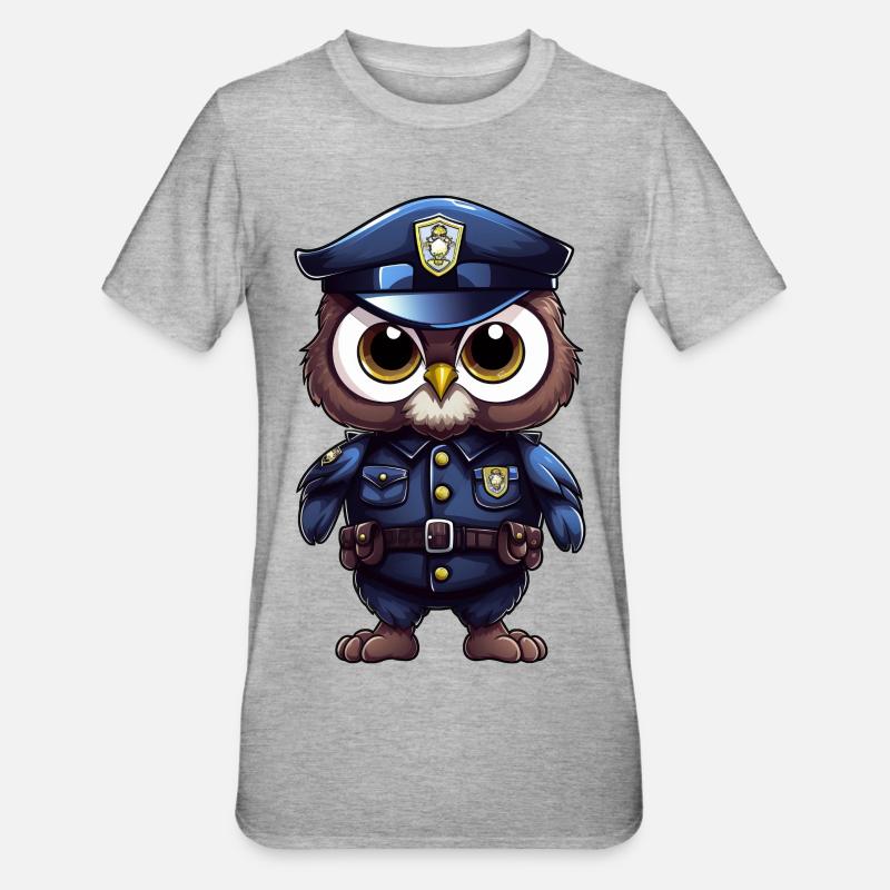 Polizei Eule - Unisex Polycotton T-Shirt - Grau meliert