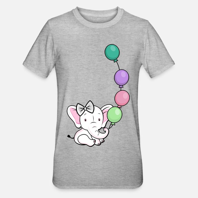 Éléphant ballon avec arc - T-shirt polycoton Unisexe - gris chiné