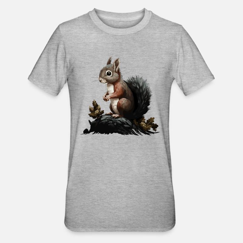 Eichhörnchen Wald Baumhörnchen Hörnchen - Unisex Polycotton T-Shirt - Grau meliert