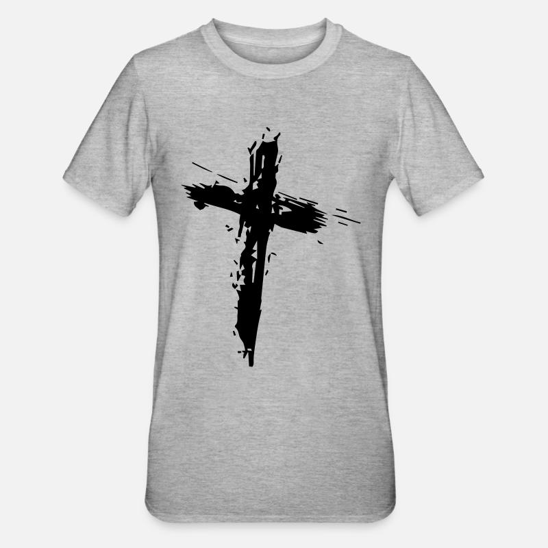 Croix éclatée - T-shirt polycoton Unisexe - gris chiné