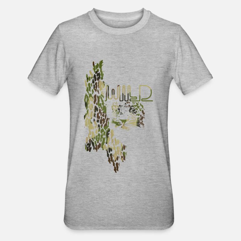 wildkatze,gold,graffiti,leomuster,leopard - Unisex Polycotton T-Shirt - Grau meliert
