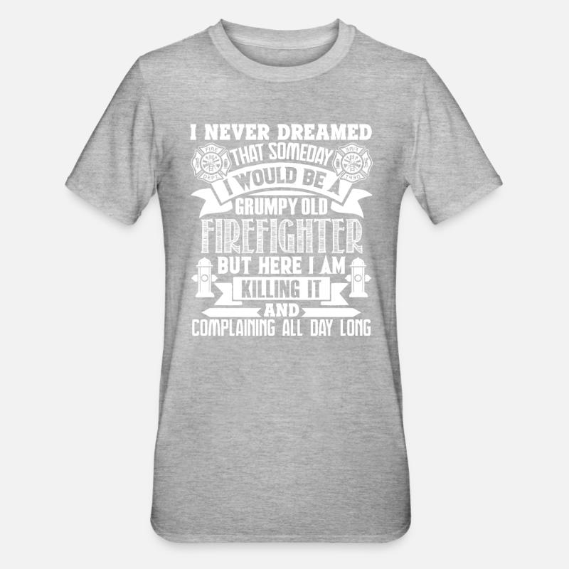 Firefighter Grumpy Old Firefighter - Unisex Polycotton T-Shirt - heather grey