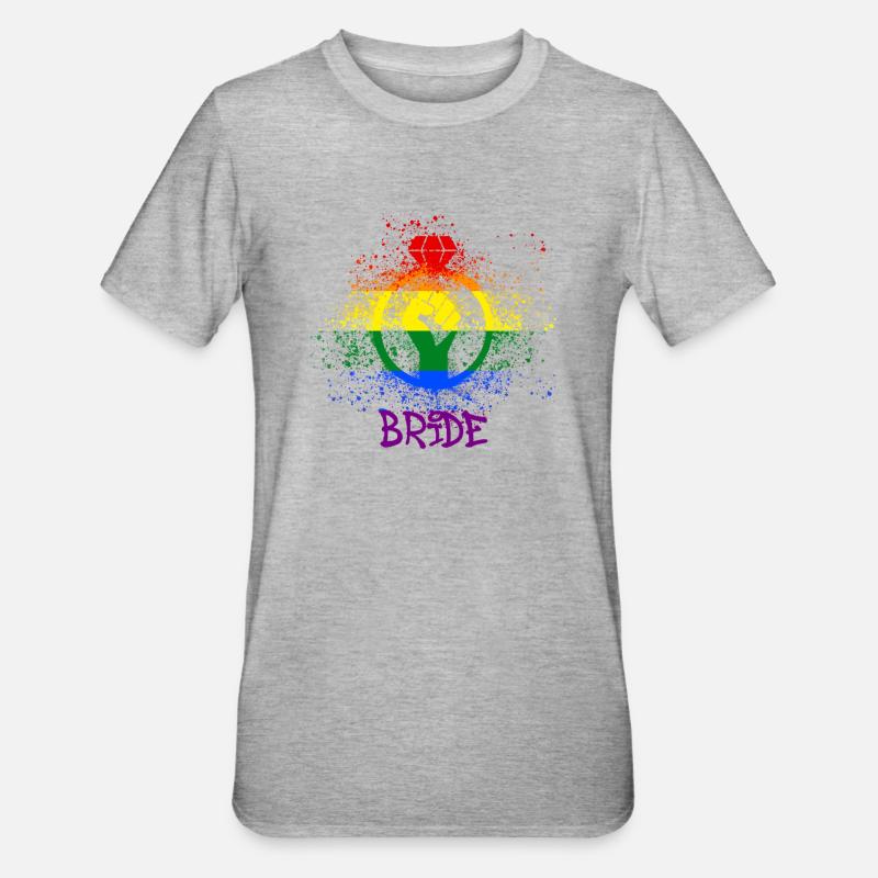 bride,bride,LGBT,rainbow,pride,gay pride - Unisex Polycotton T-Shirt - heather grey