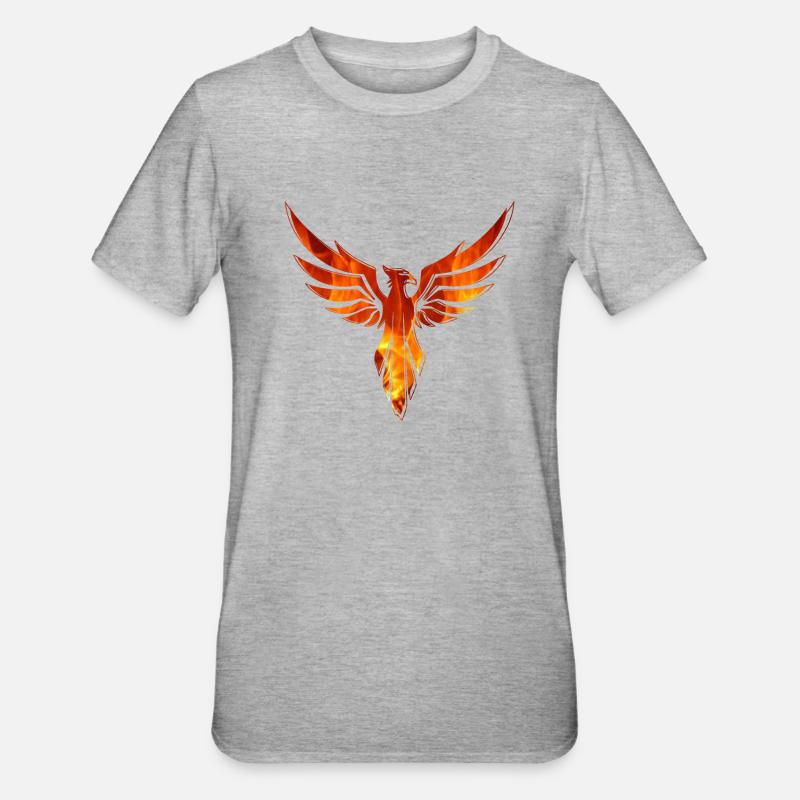 Phoenix,vogel,graffiti,Malerei,funken,feuer - Unisex Polycotton T-Shirt - Grau meliert