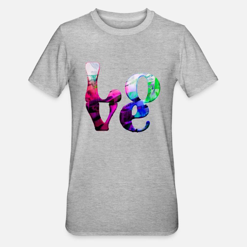 Graffiti,amour,schrift,chrome,bunt,liebe,bunt - T-shirt polycoton Unisexe - gris chiné
