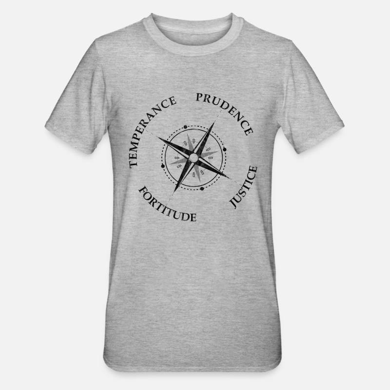 Vintage Vertus cardinales Compas Vertus cardinales - T-shirt polycoton Unisexe - gris chiné