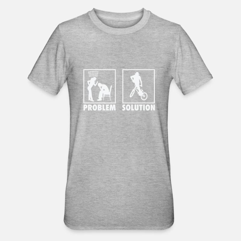 BMX Bikers Statement Problem Solution. - Unisex Polycotton T-Shirt - Grau meliert