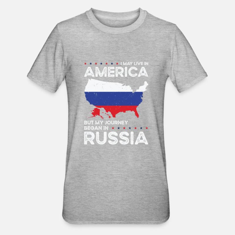 Né Russie Russie États-Unis - T-shirt polycoton Unisexe - gris chiné