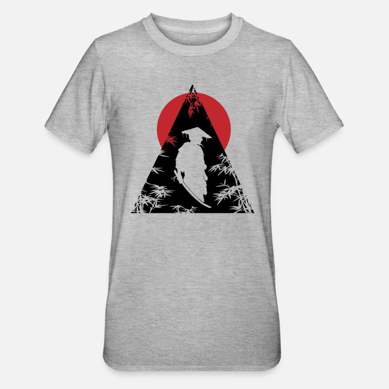 Samurai Wächter Stilvolle Schlichtheit - Unisex Polycotton T-Shirt - Grau meliert