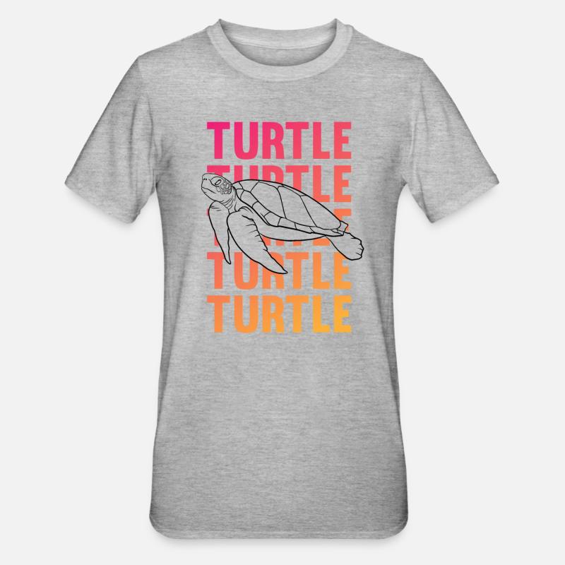 TURTLE Schattenbild Wortkunst Geschenk - Unisex Polycotton T-Shirt - Grau meliert