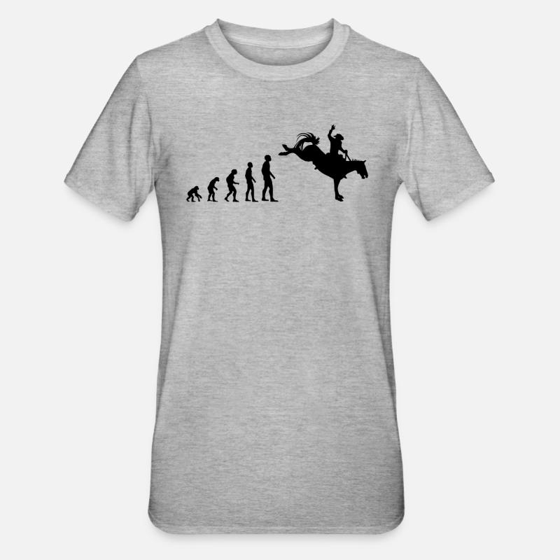 Évolution vers champion de rodéo - T-shirt polycoton Unisexe - gris chiné