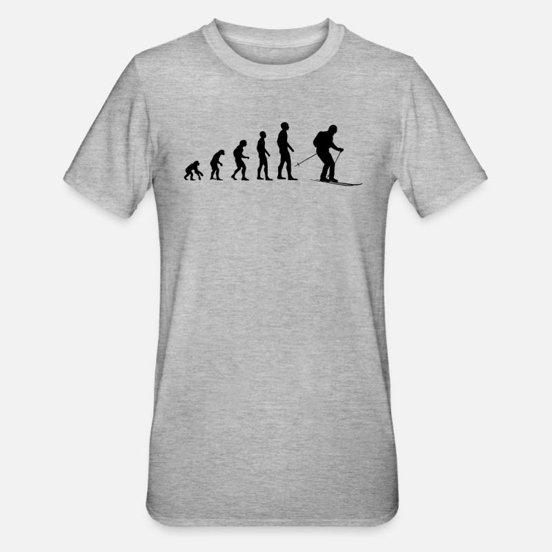 Cadeau Evolution Skier - T-shirt polycoton Unisexe - gris chiné