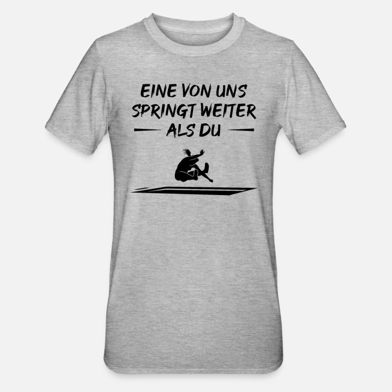 Weitsprung-Herausforderung Siegerin Geschenk - Unisex Polycotton T-Shirt - Grau meliert