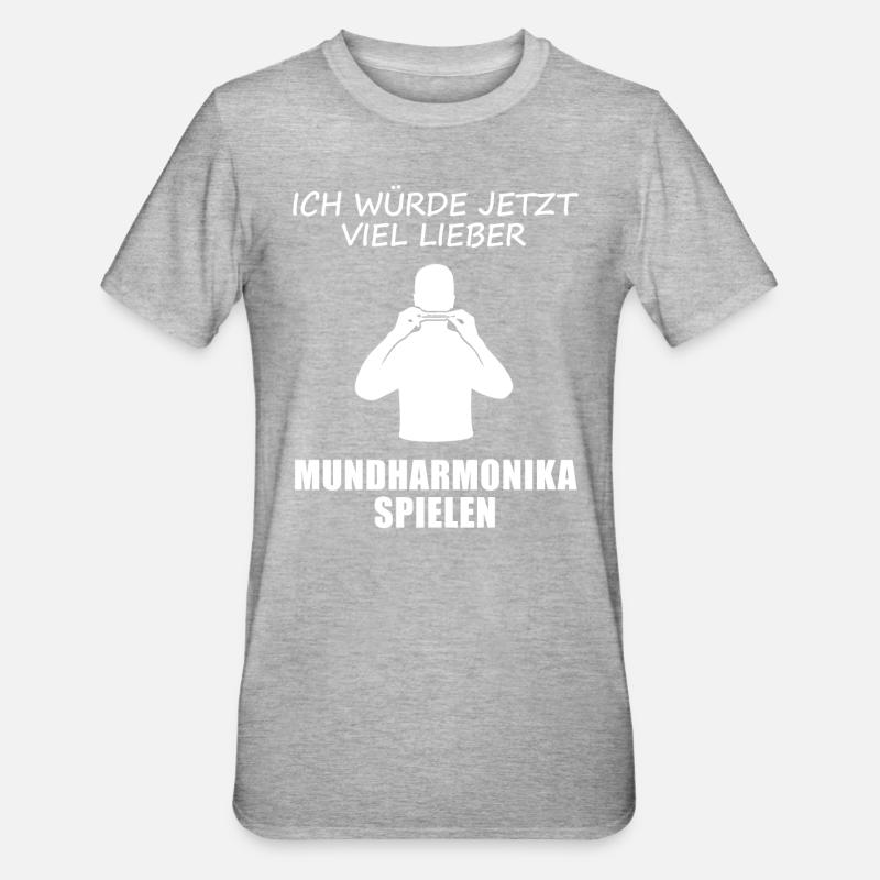 Longing Harmonica Player Chemise - T-shirt polycoton Unisexe - gris chiné