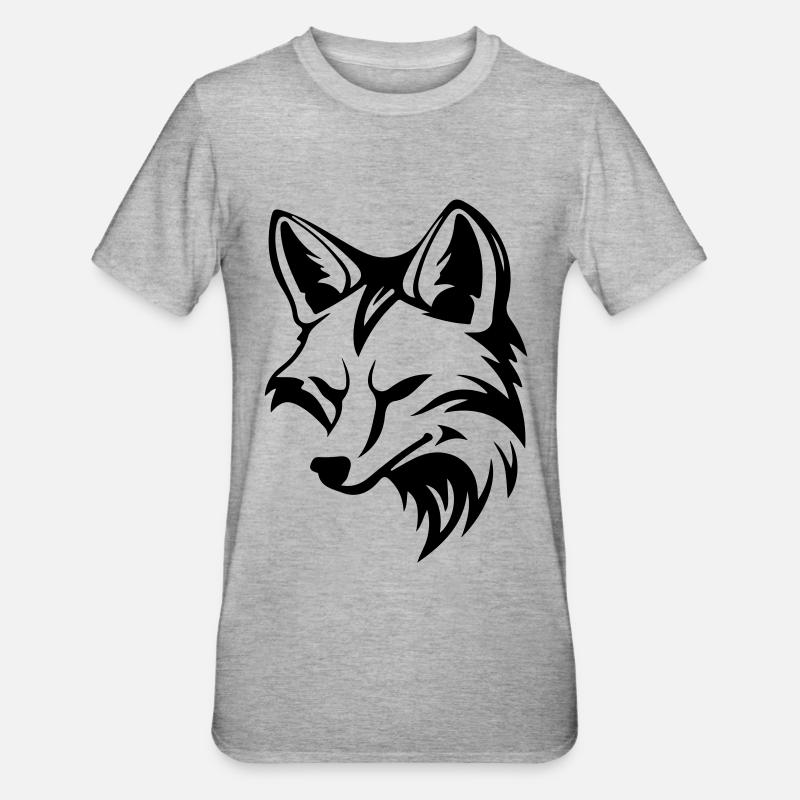 Fuchs Kopf Tier Silhouette - Unisex Polycotton T-Shirt - Grau meliert
