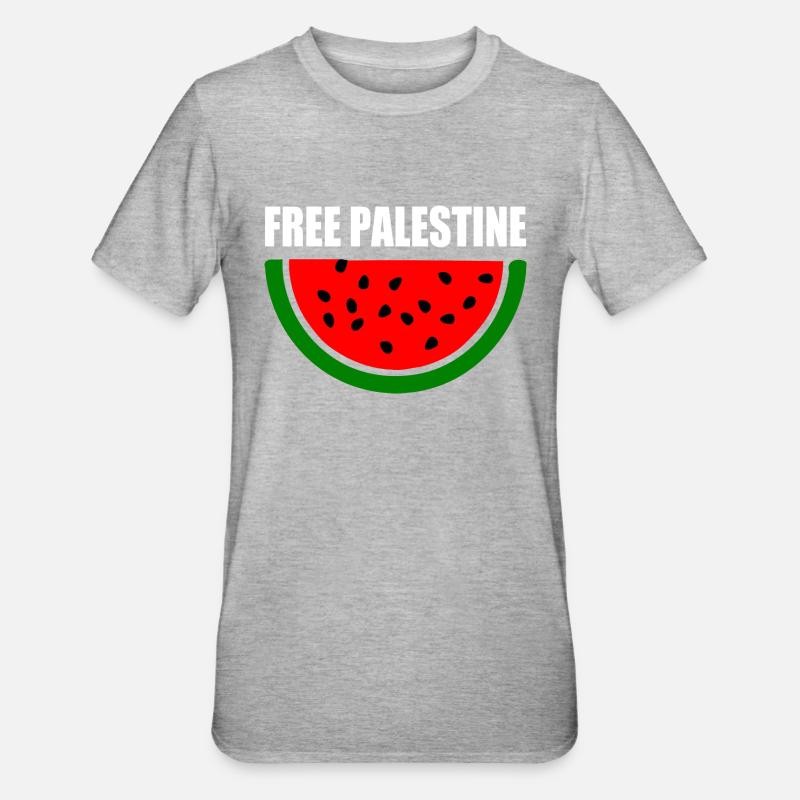 Free palestine Melon pastèque - T-shirt polycoton Unisexe - gris chiné