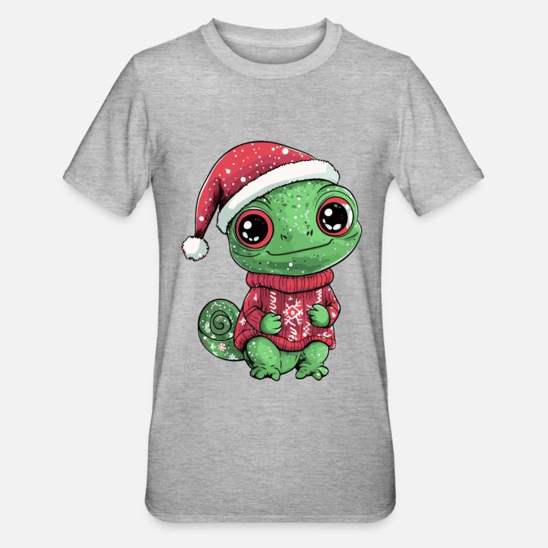 Bande dessinée de Noël caméléon - T-shirt polycoton Unisexe - gris chiné