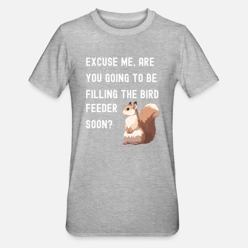 Vogelfutter Eichhörnchen - Unisex Polycotton T-Shirt - Grau meliert