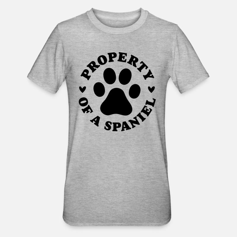 Eigentum eines Spaniels - Unisex Polycotton T-Shirt - Grau meliert