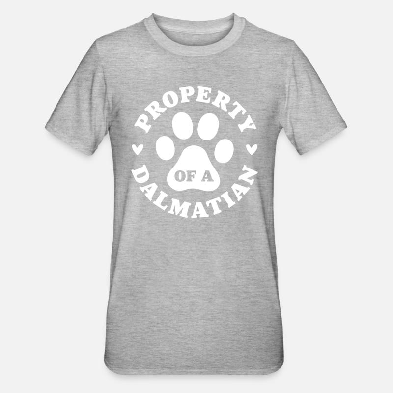 Propriété d’un Dalmatien - T-shirt polycoton Unisexe - gris chiné