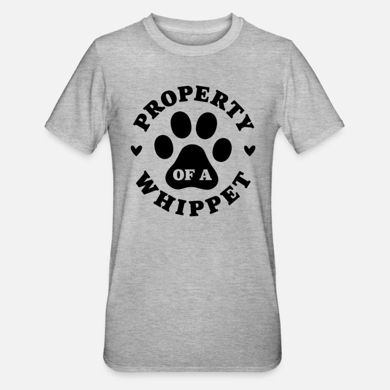 Eigentum eines Whippets - Unisex Polycotton T-Shirt - Grau meliert
