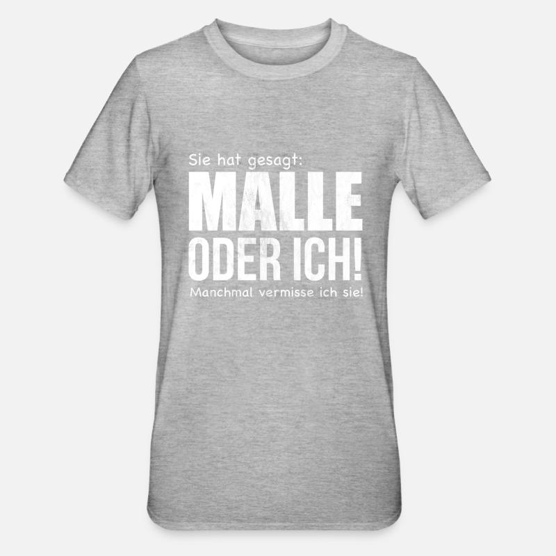 Malle oder Ich! - Unisex Polycotton T-Shirt - Grau meliert