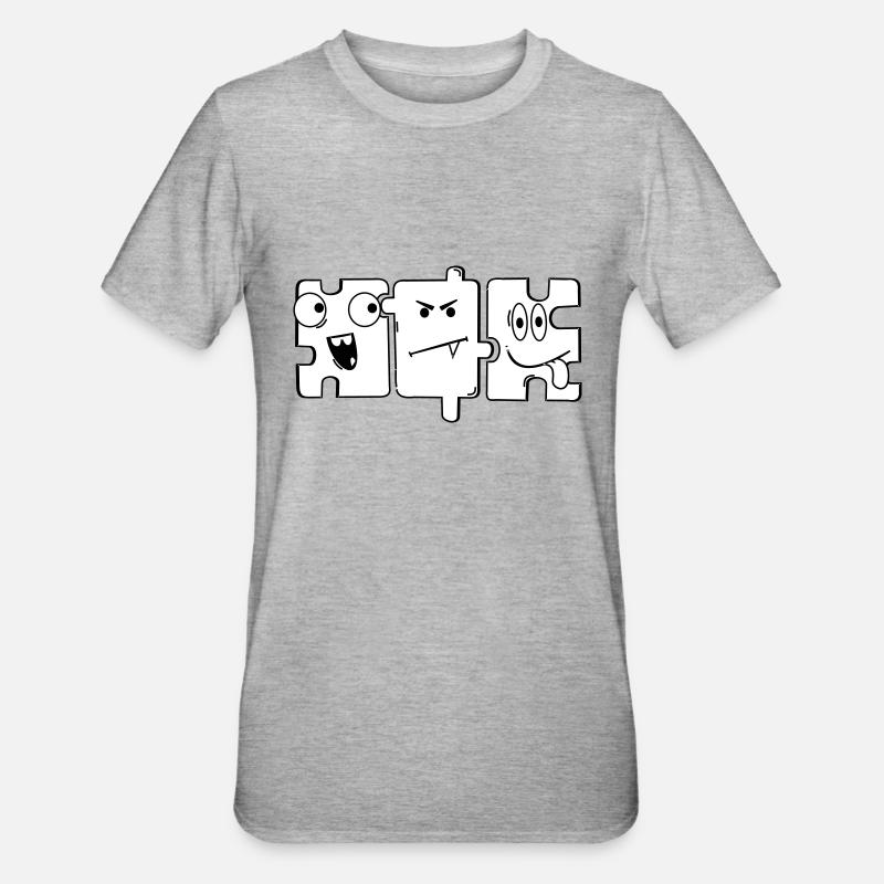 Monstre Puzzle - T-shirt polycoton Unisexe - gris chiné