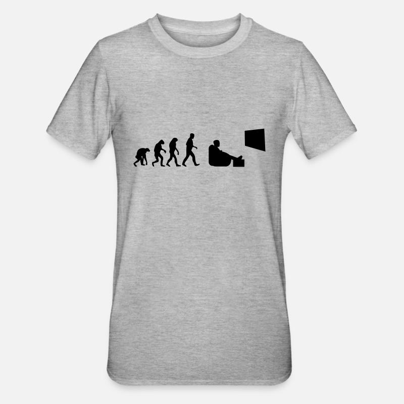 Fernsehen Bingewatching Serienmarathonevolution - Unisex Polycotton T-Shirt - Grau meliert