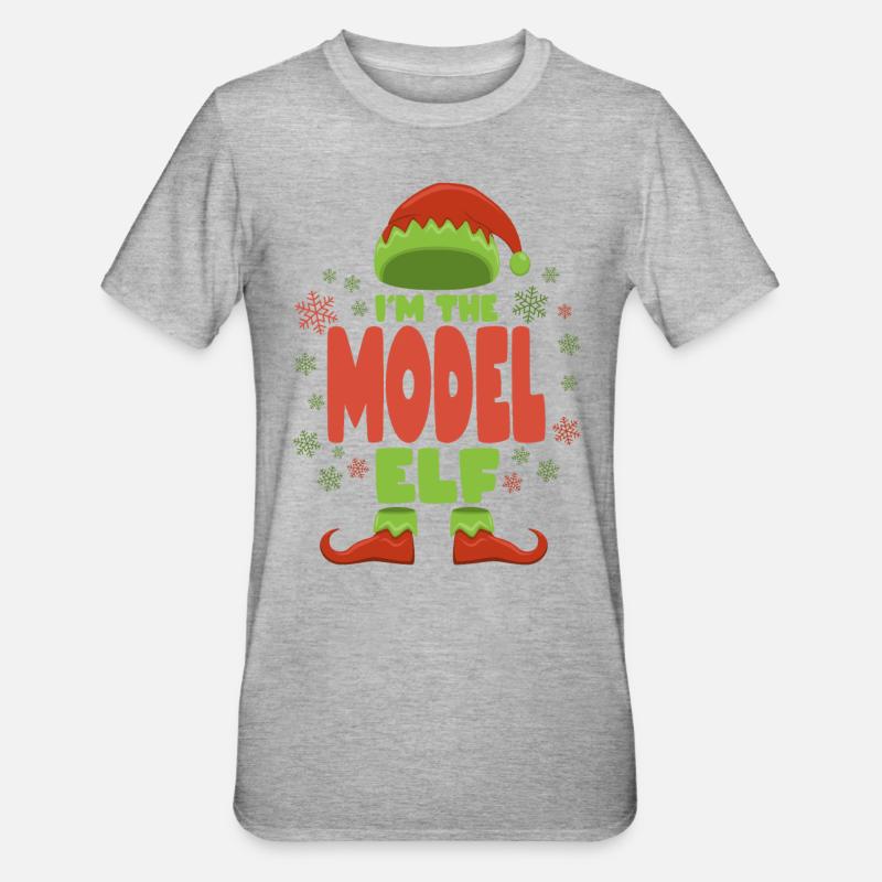 Modèle de lutin de Noël - T-shirt polycoton Unisexe - gris chiné
