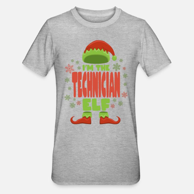 Technician Christmas Elf - Unisex Polycotton T-Shirt - heather grey