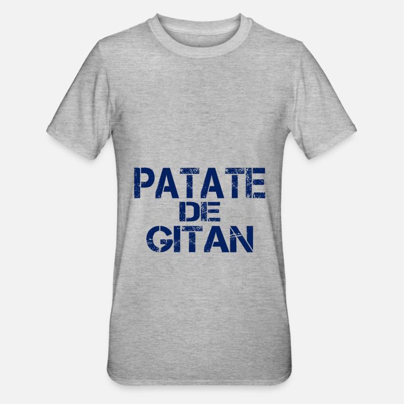 Patate GITAN bleu - T-shirt polycoton Unisexe - gris chiné