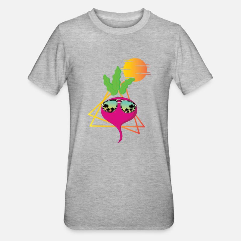 Retro Radieschen - Unisex Polycotton T-Shirt - Grau meliert