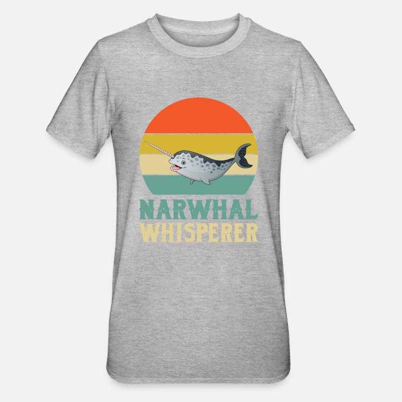 Narwal Flüsterer - Unisex Polycotton T-Shirt - Grau meliert